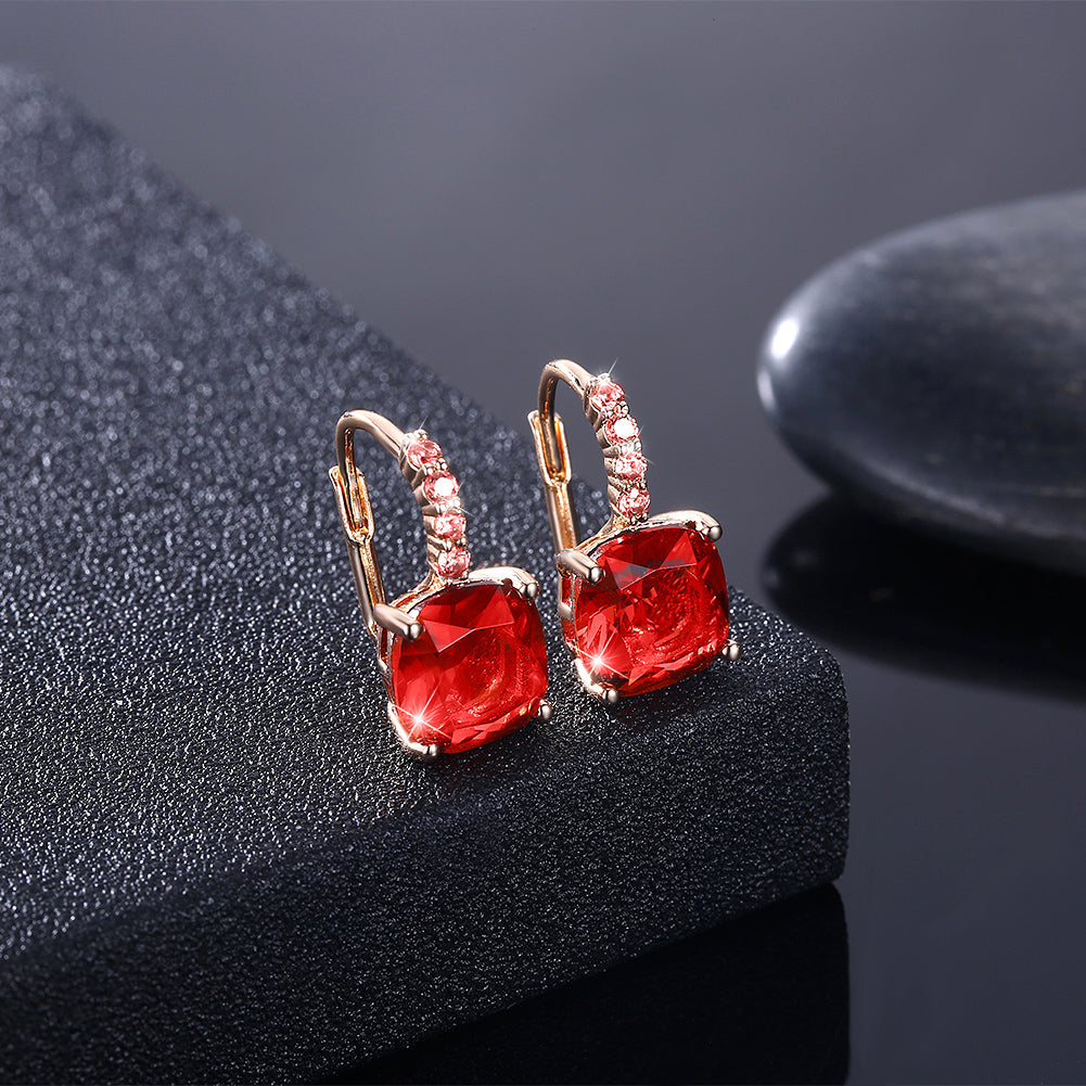Iridescent Amethyst Ascher Cut Pave Leverback in Goldtone