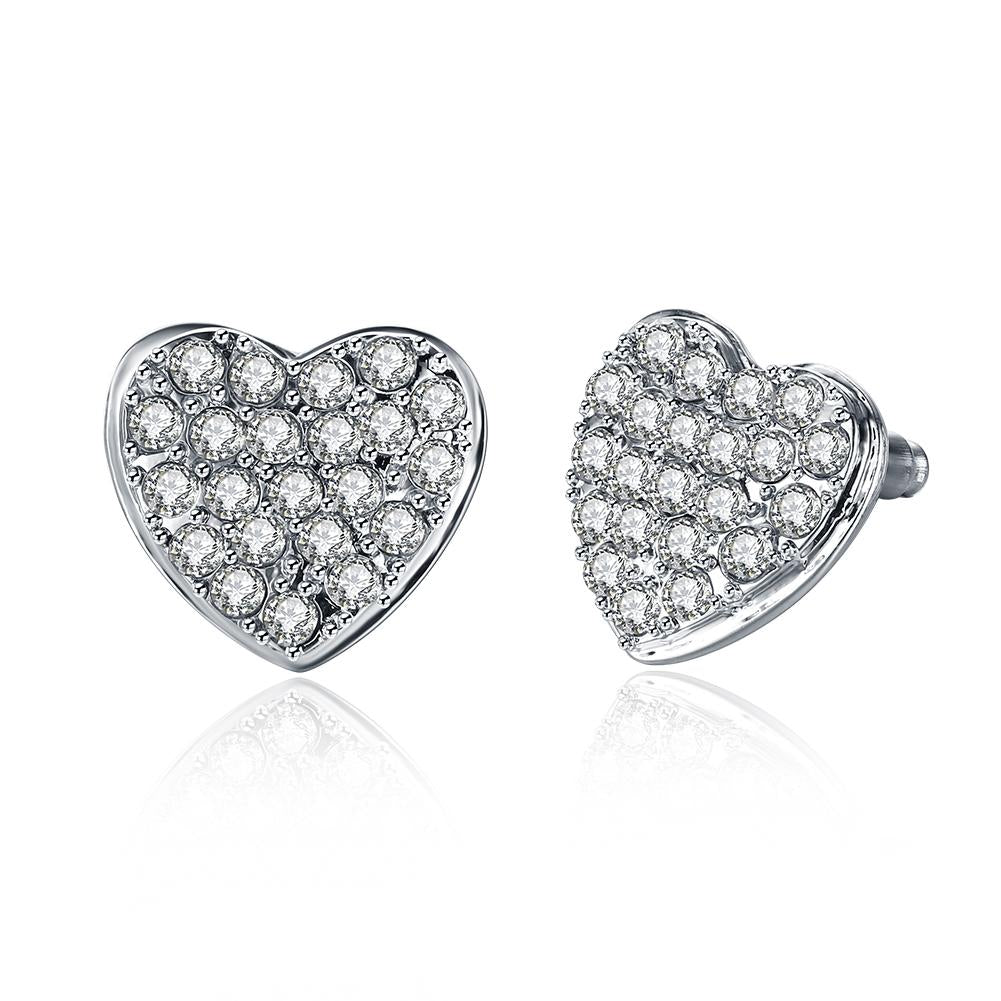 Micro-Pav'e  Elements Heart Shaped Studs in Silvertone