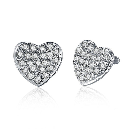 Micro-Pav'e  Elements Heart Shaped Studs in Silvertone