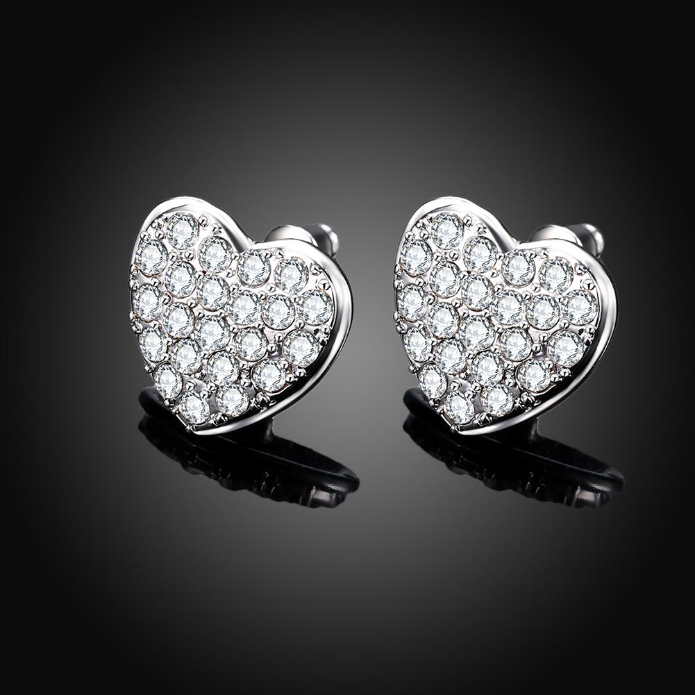 Micro-Pav'e  Elements Heart Shaped Studs in Silvertone