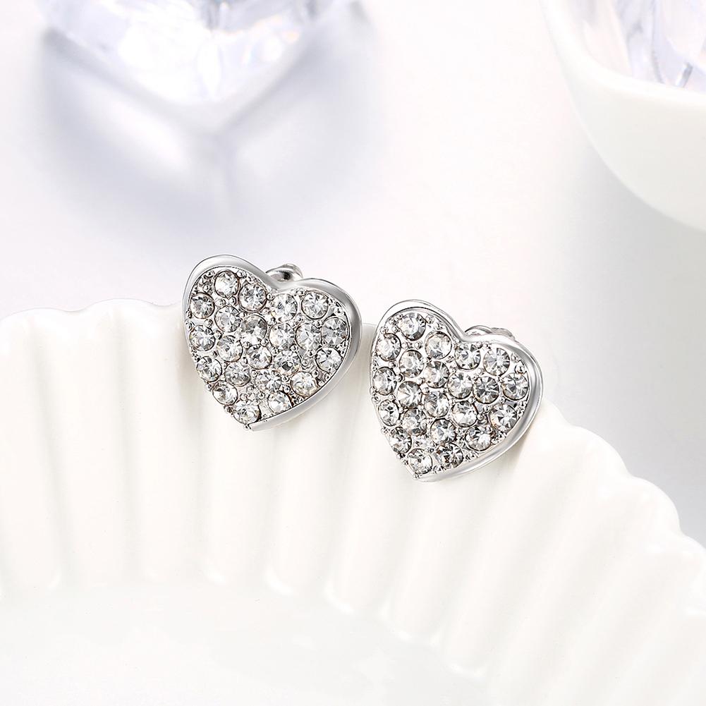 Micro-Pav'e  Elements Heart Shaped Studs in Silvertone
