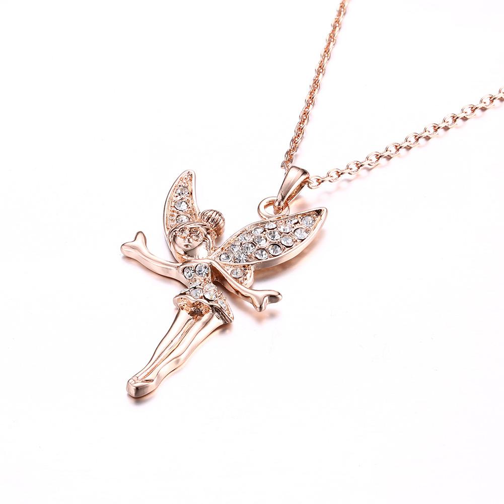 Tinkerbell Classic Necklace Embellished with  Crystals in Rosegoldtone