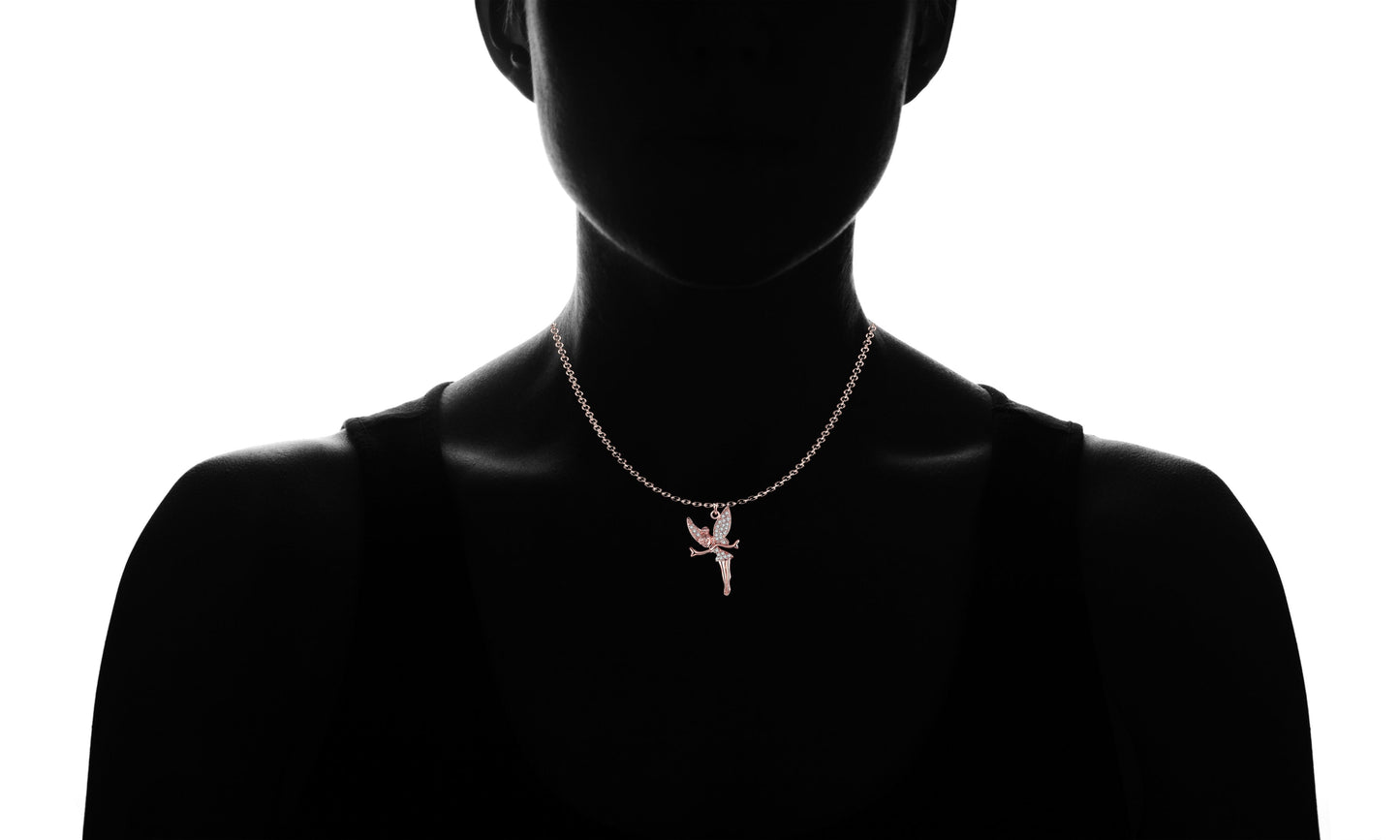 Tinkerbell Classic Necklace Embellished with  Crystals in Rosegoldtone