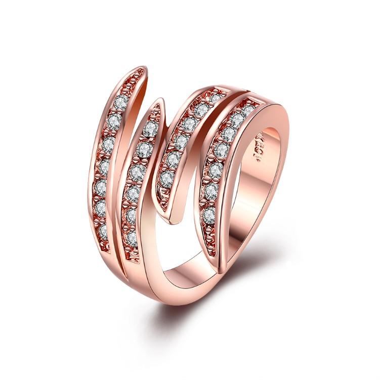 Swirl Cocktail Ring Made with Swarovski in 14K Rose Gold - Riakoob Jewelry www.goldennycjewelry.com fashion jewelry for women