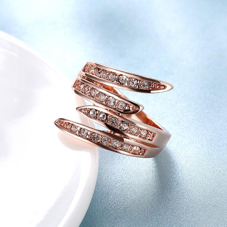 Swirl Cocktail Ring Made with Swarovski in 14K Rose Gold - Riakoob Jewelry www.goldennycjewelry.com fashion jewelry for women