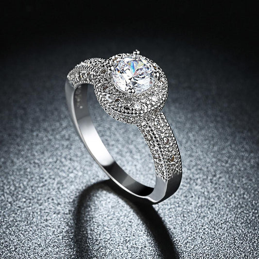 3.50 CTTW Single Crystal Swarovski Elements Pav'e Halo Ring in Silvertone Tone , , Riakoob Jewelry, Riakoob Jewelry  jewelryjewelry deals, swarovski crystal jewelry, groupon jewelry,, jewelry for mom, 