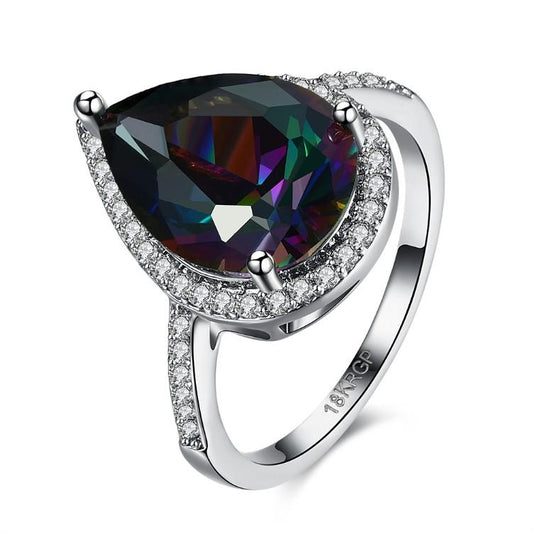 4.00 CTTW  Rainbow Topaz Pear Cut Sterling Silver Ring, Rings, Riakoob Jewelry, Riakoob Jewelry  jewelryjewelry deals, swarovski crystal jewelry, groupon jewelry,, jewelry for mom, 