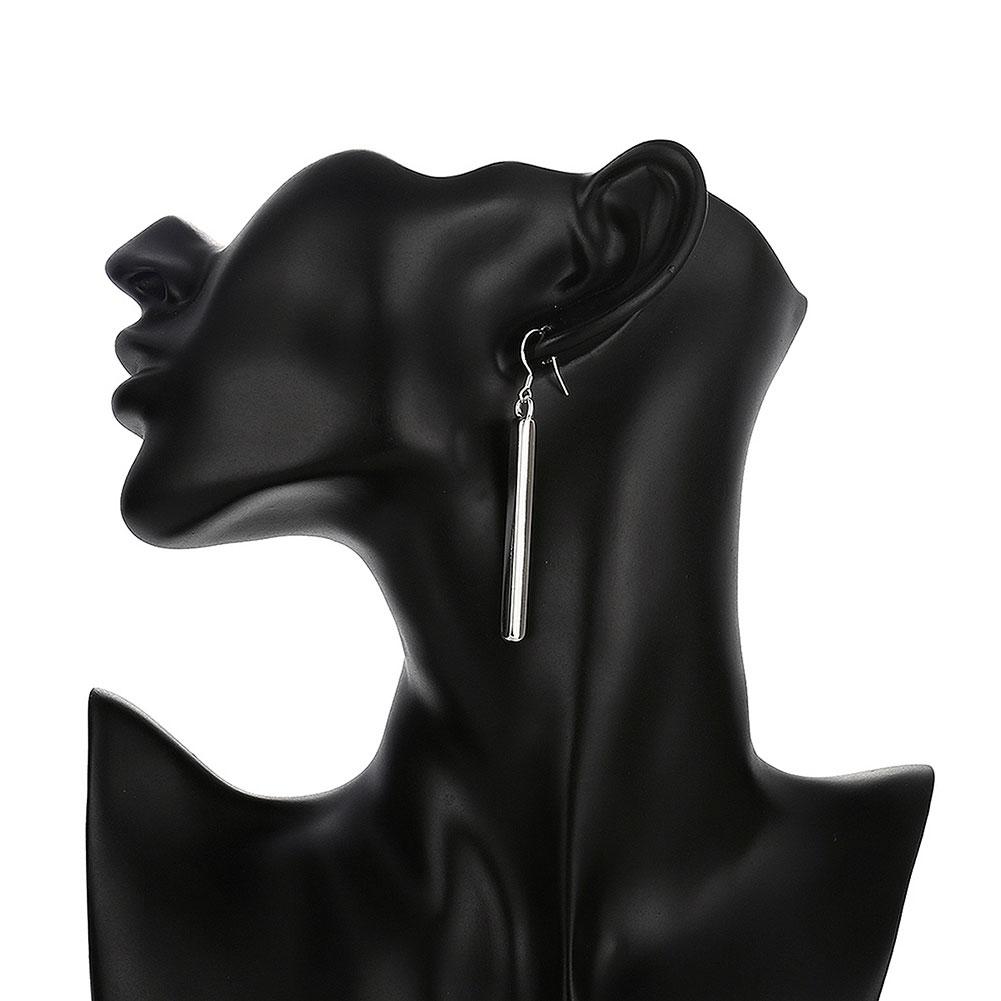 Sleek Vertical Drop Bar Earrings in Sterling Silver Tone  - Riakoob Jewelry www.goldennycjewelry.com fashion jewelry for women