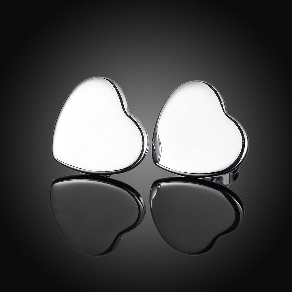 Smooth Heart Stud Earring in  Silvertone