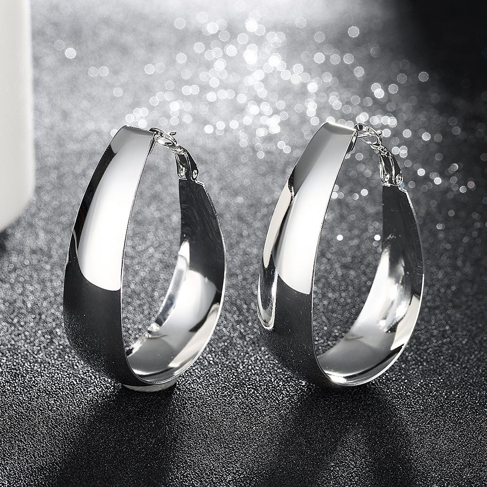 Large Cut Hoop Earring in  Silvertone