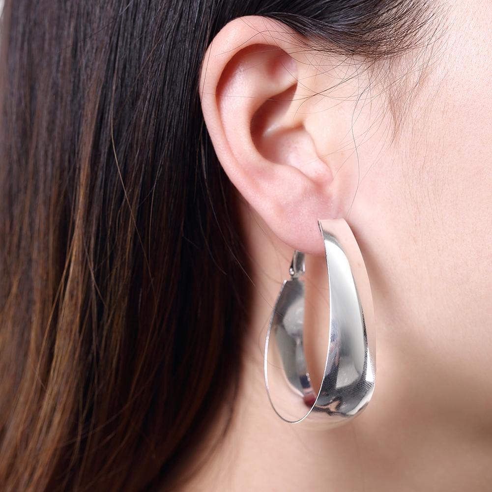 Large Cut Hoop Earring in  Silvertone