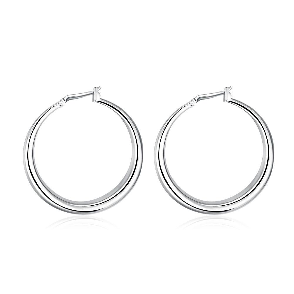 French Lock Hoop Earring in  Silvertone