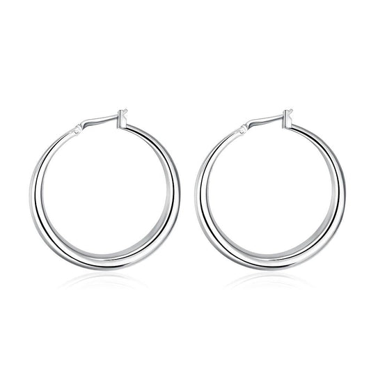 French Lock Hoop Earring in  Silvertone