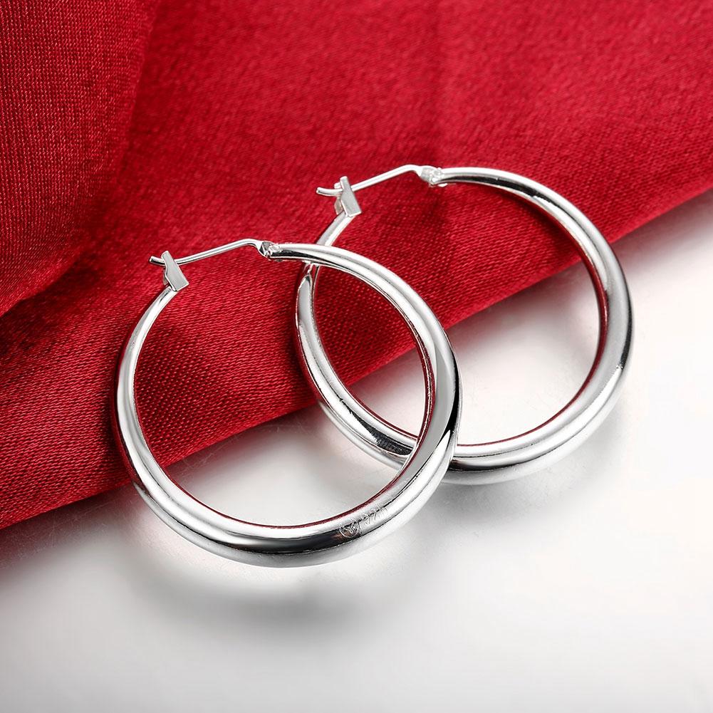 French Lock Hoop Earring in  Silvertone
