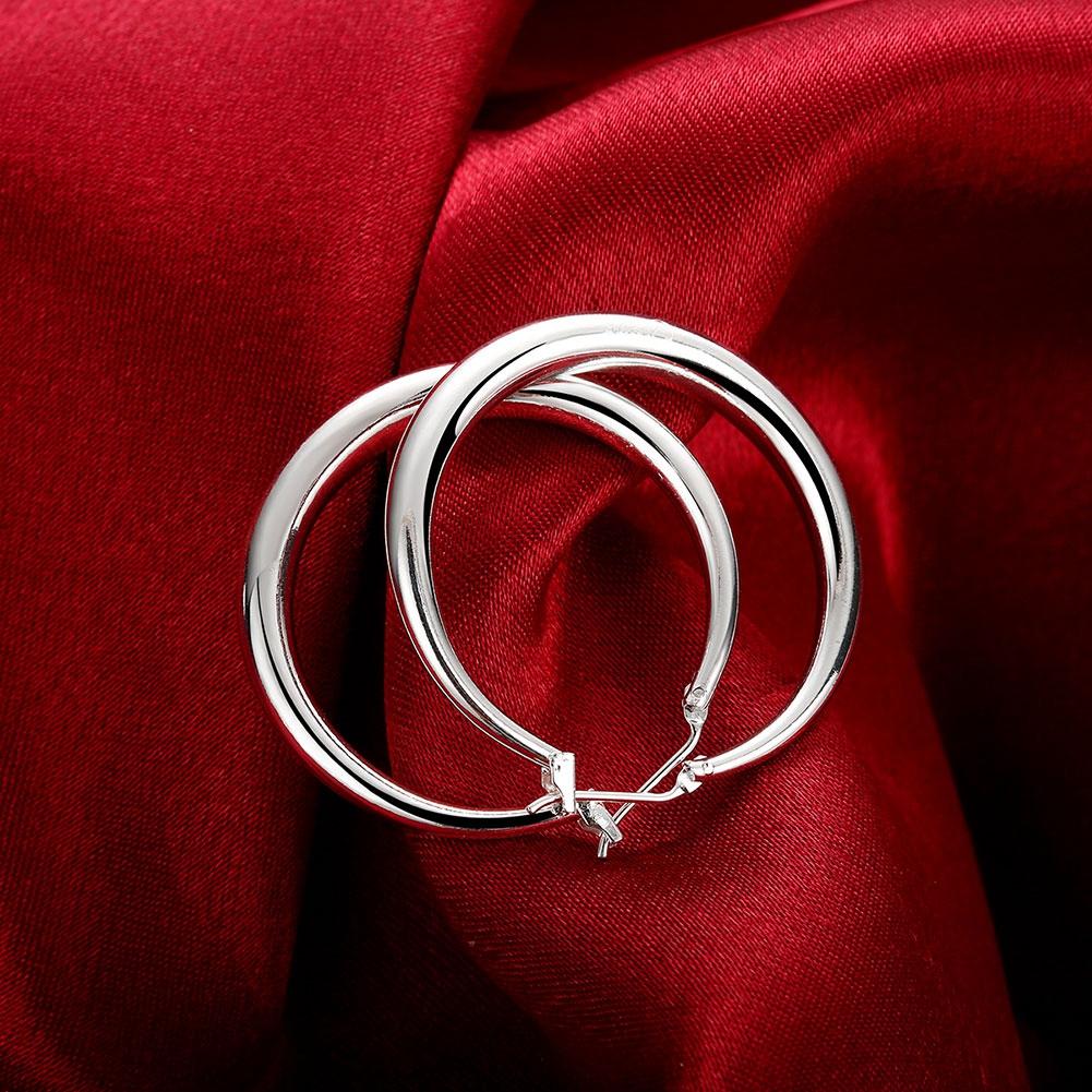 French Lock Hoop Earring in  Silvertone