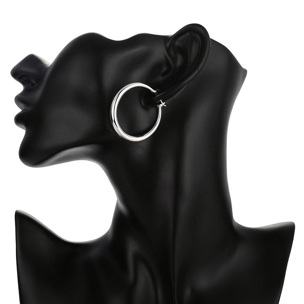 French Lock Hoop Earring in  Silvertone