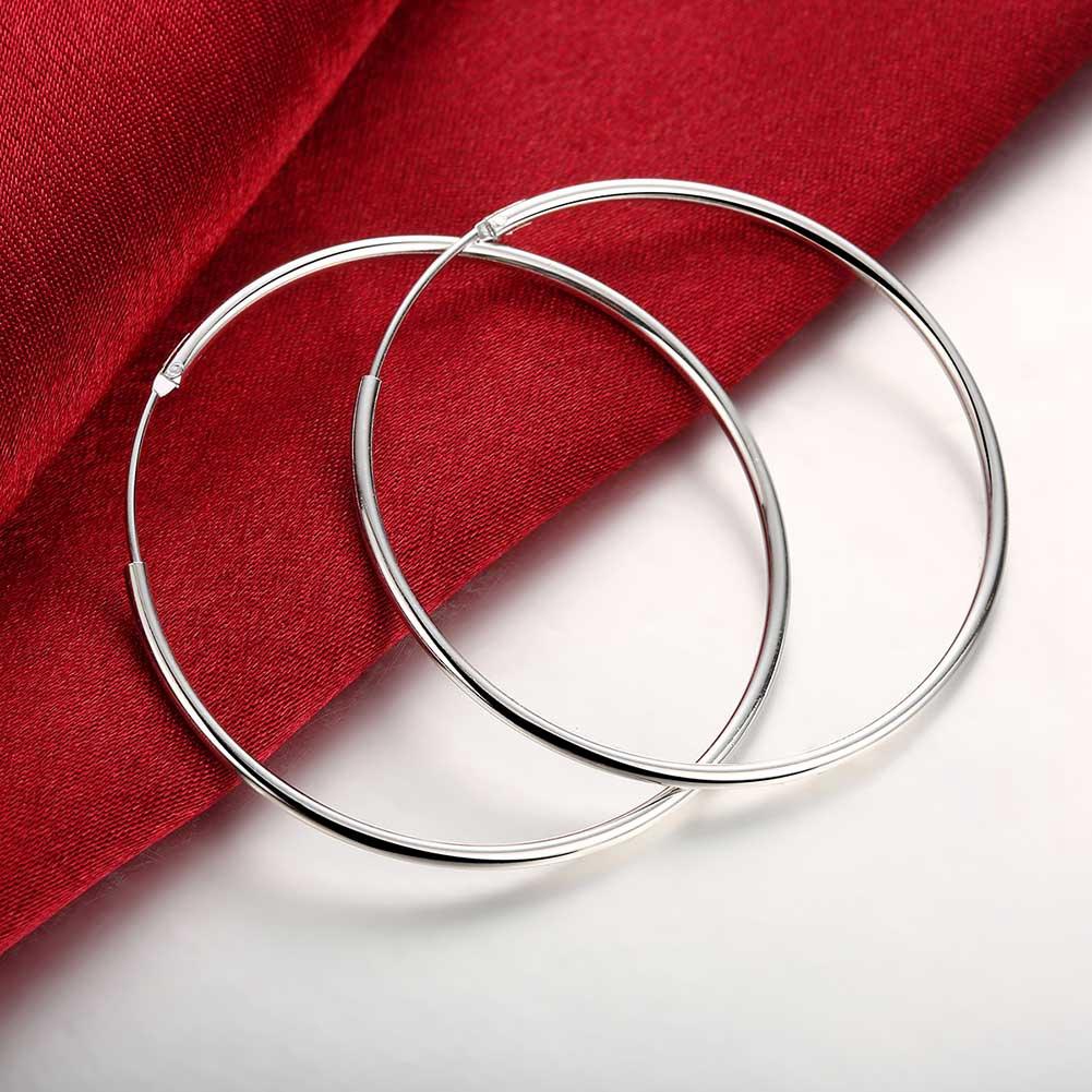 50mm Smooth Hoop Earring in  Silvertone, Earring, Riakoob Jewelry, Riakoob Jewelry  jewelryjewelry deals, swarovski crystal jewelry, groupon jewelry,, jewelry for mom, 