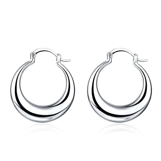 French Locksmooth Hoop Earring in  Silvertone