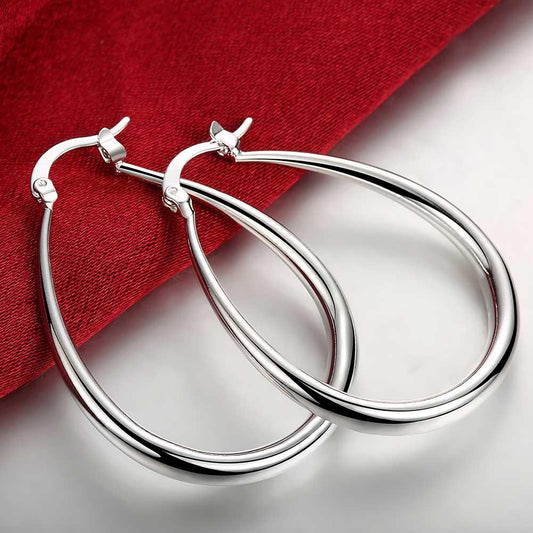 40mm French Lock Hoop Earring in  Silvertone, Earring, Riakoob Jewelry, Riakoob Jewelry  jewelryjewelry deals, swarovski crystal jewelry, groupon jewelry,, jewelry for mom, 