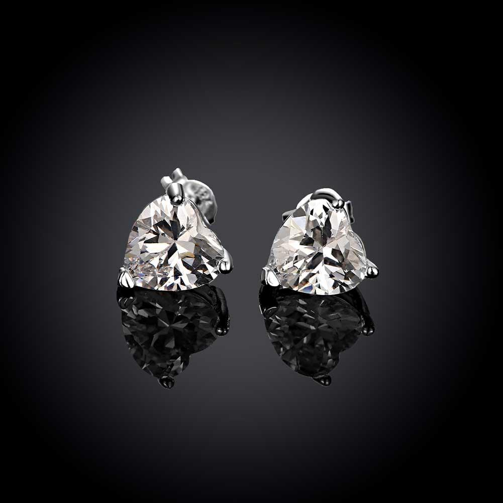 Heart Stud Earrings Made with Swarovski Elements in Sterling Silver - Riakoob Jewelry www.goldennycjewelry.com fashion jewelry for women