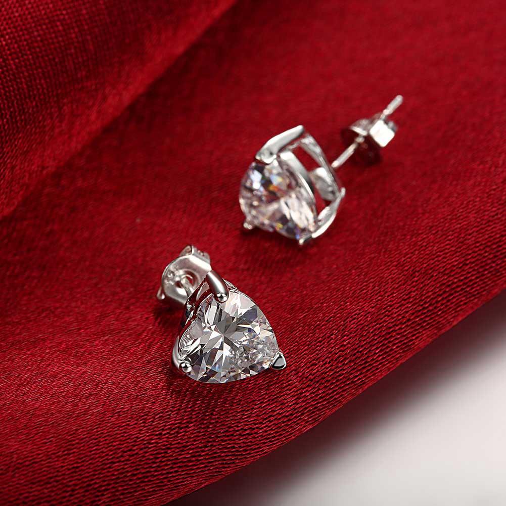 Heart Stud Earrings Made with Swarovski Elements in Sterling Silver - Riakoob Jewelry www.goldennycjewelry.com fashion jewelry for women