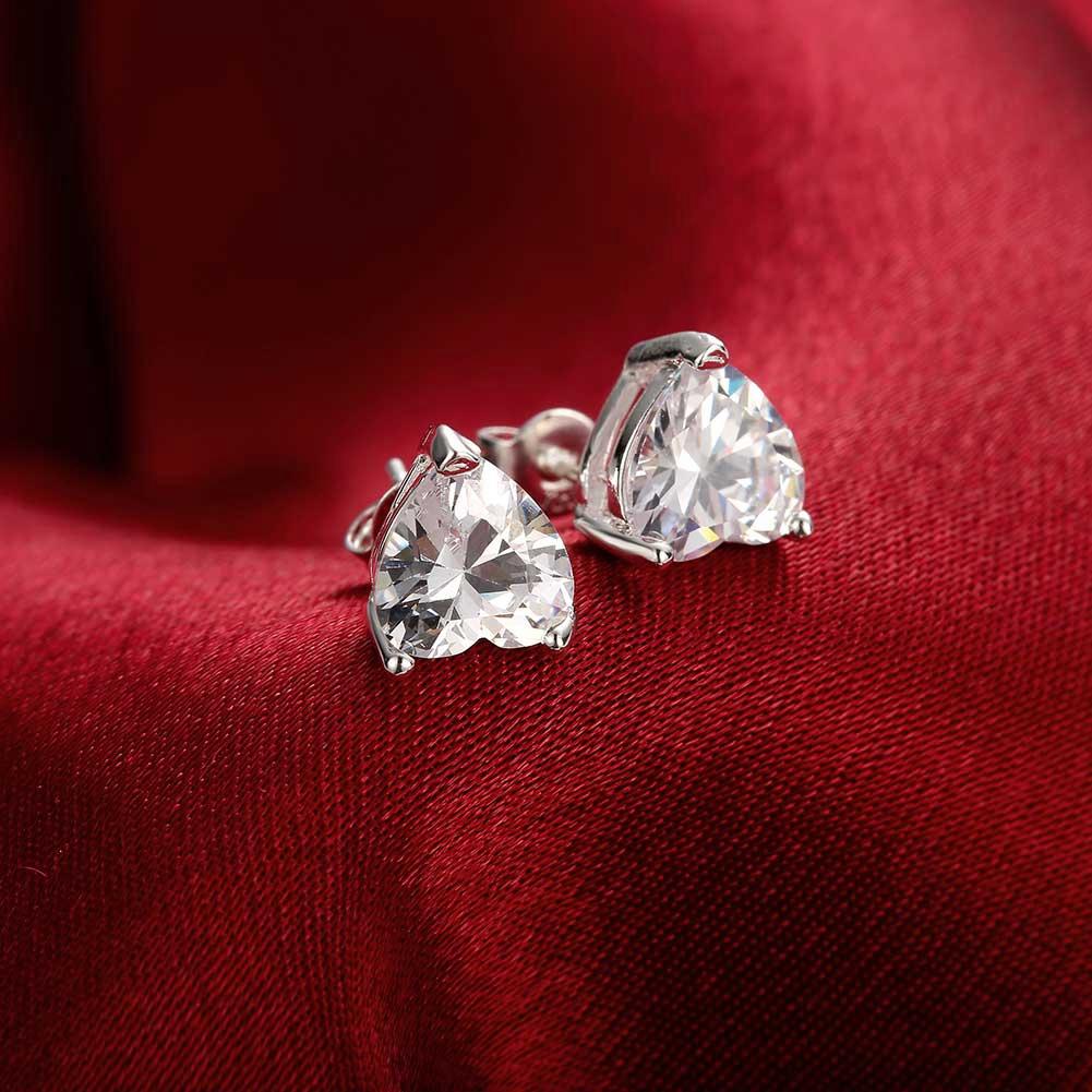 Heart Stud Earrings Made with Swarovski Elements in Sterling Silver - Riakoob Jewelry www.goldennycjewelry.com fashion jewelry for women