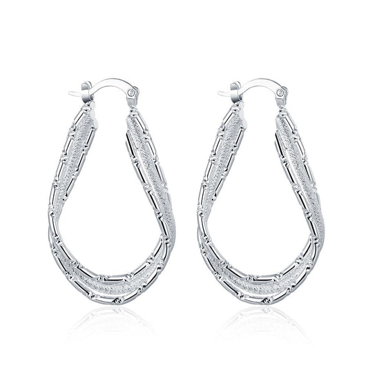 Double Layer Hoop Earring in  Silvertone