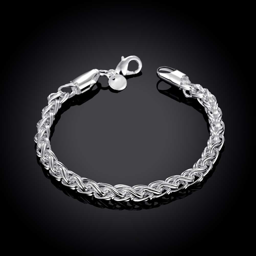 Popcorn Mesh Bracelet in  Silvertone 7.5"