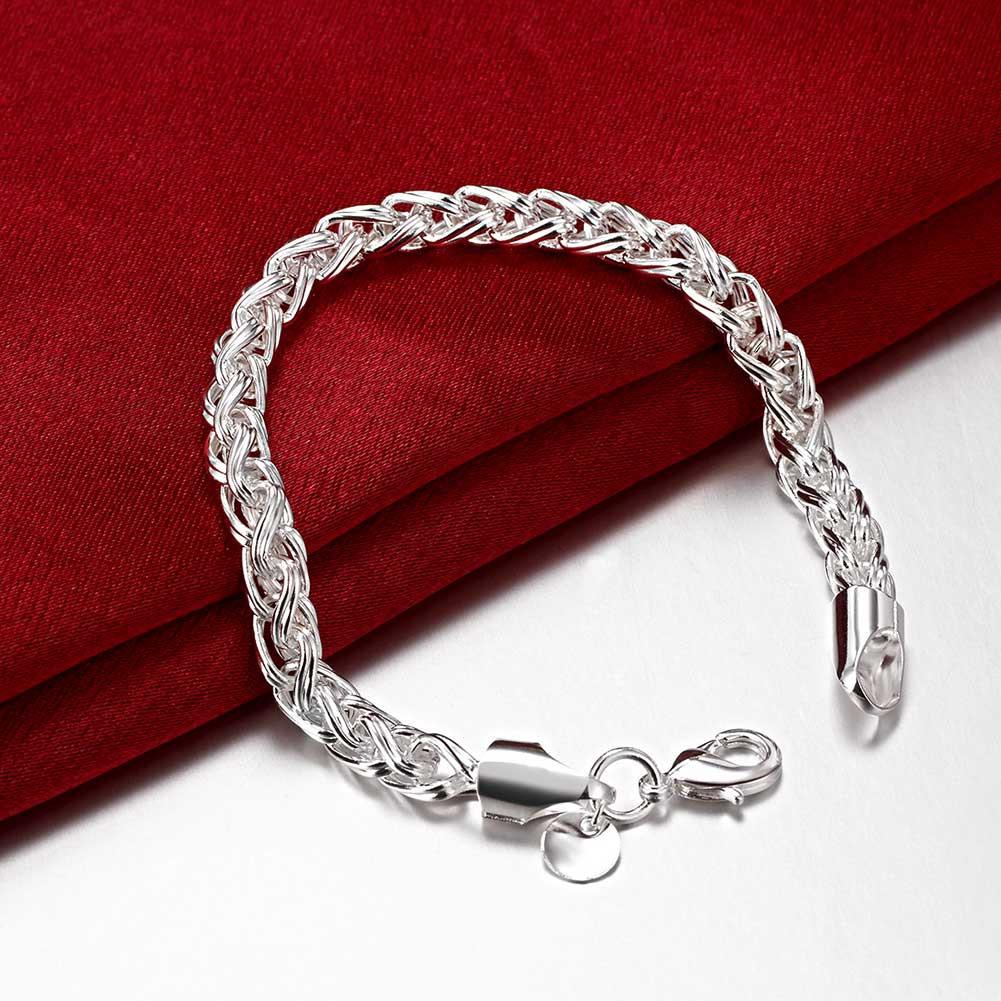 Popcorn Mesh Bracelet in  Silvertone 7.5"