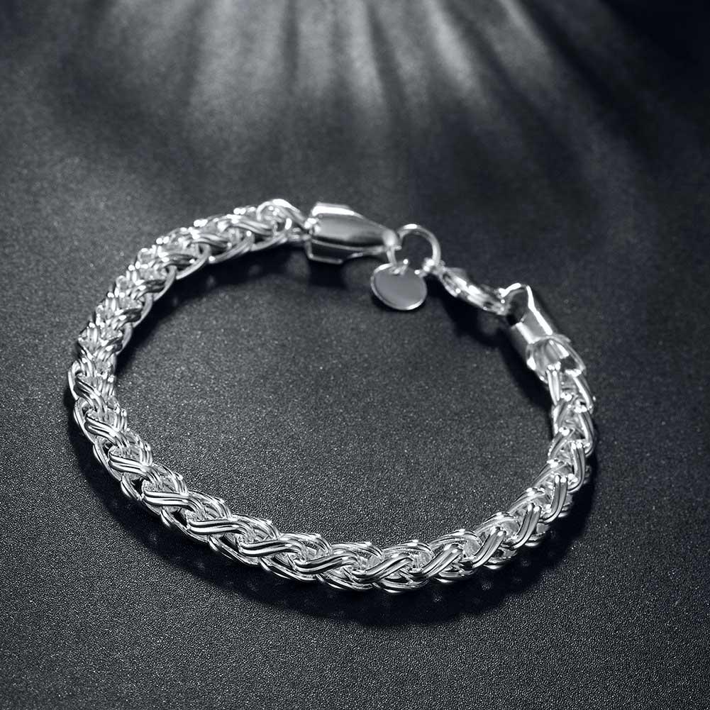 Popcorn Mesh Bracelet in  Silvertone 7.5"
