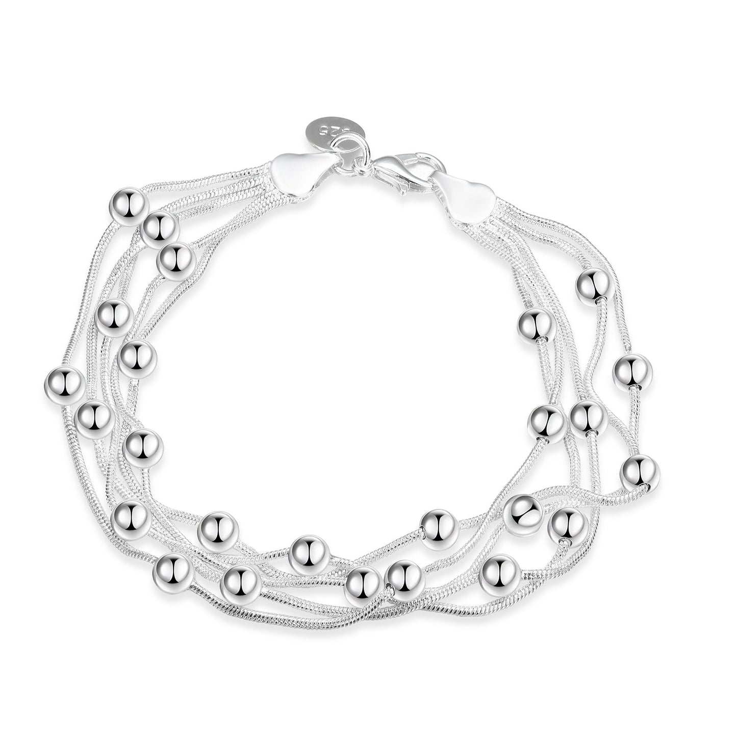 Silvertone Orchid Pearls Dangling Strands Bracelet