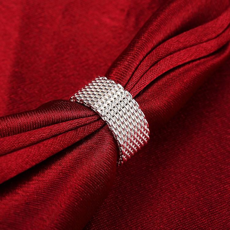 Sterling Silver Plated Woven Mesh Ring - Riakoob Jewelry www.goldennycjewelry.com fashion jewelry for women