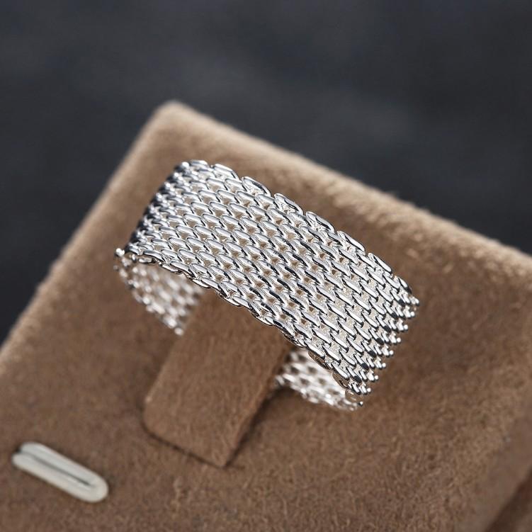 Sterling Silver Plated Woven Mesh Ring - Riakoob Jewelry www.goldennycjewelry.com fashion jewelry for women