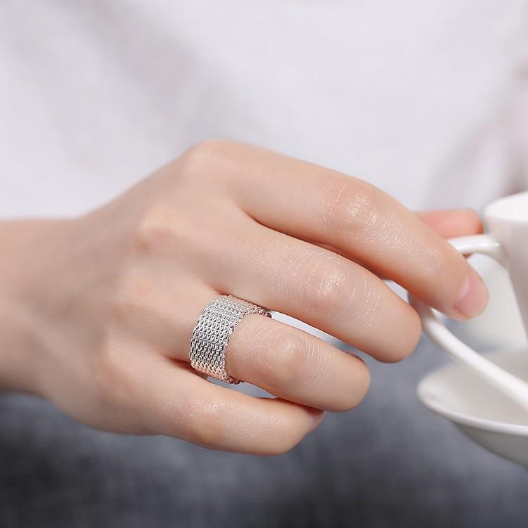 Sterling Silver Plated Woven Mesh Ring - Riakoob Jewelry www.goldennycjewelry.com fashion jewelry for women