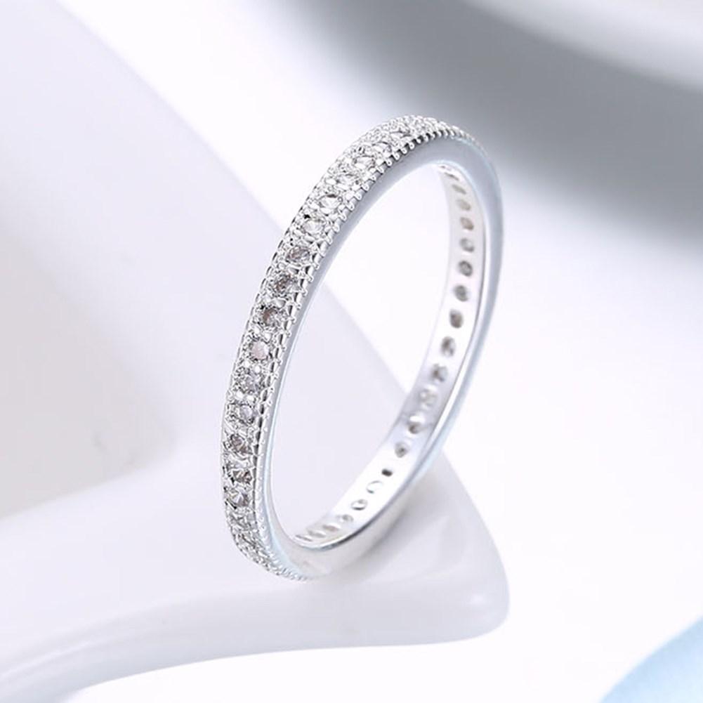 Classic Luxe Crystal Wedding Band Ring Set in  Silvertone ITALY Design