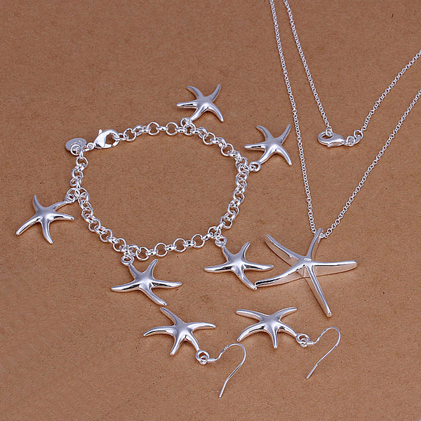 3 Piece Daisy Starfish   Silvertone Set in  Silvertone
