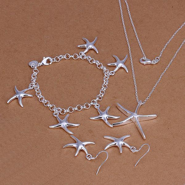 3 Piece Daisy Starfish   Silvertone Set in  Silvertone ITALY Design