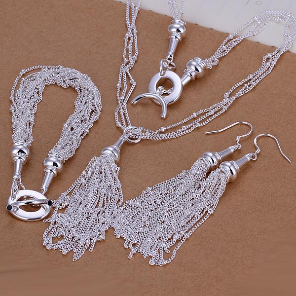 3 Piece Fringe Tassell  Silvertone Set in  Silvertone ITALY Design