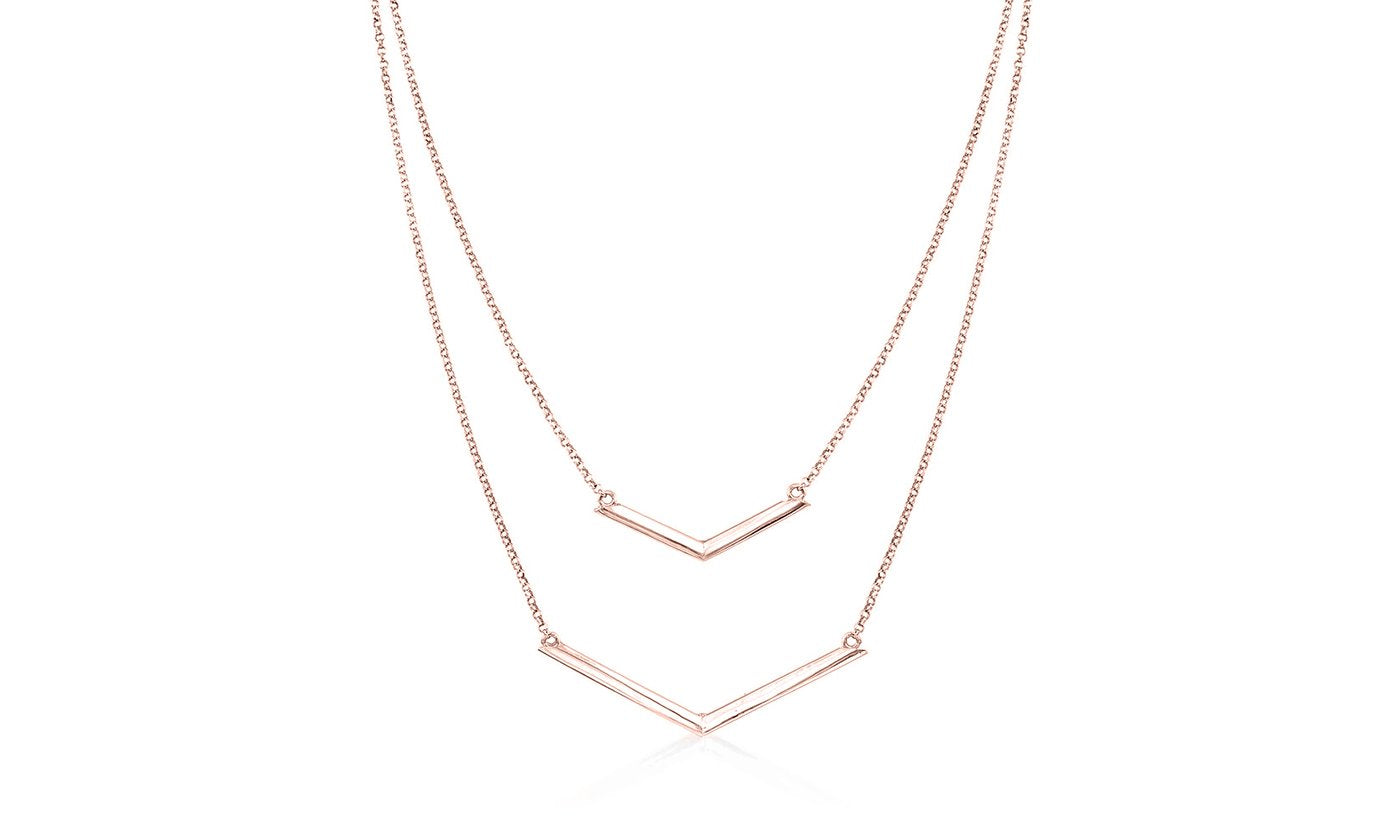 Duo Dangling Chevron Statement Necklace in Goldtone (Multiple Options), , Riakoob Jewelry, Riakoob Jewelry  jewelryjewelry deals, swarovski crystal jewelry, groupon jewelry,, jewelry for mom, 