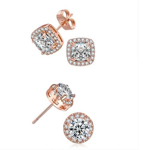 2 Pairs: Swarovski Crystal Halo Goldtone Studs - 3 Finishes, , Riakoob Jewelry, Riakoob Jewelry  jewelryjewelry deals, swarovski crystal jewelry, groupon jewelry,, jewelry for mom, 