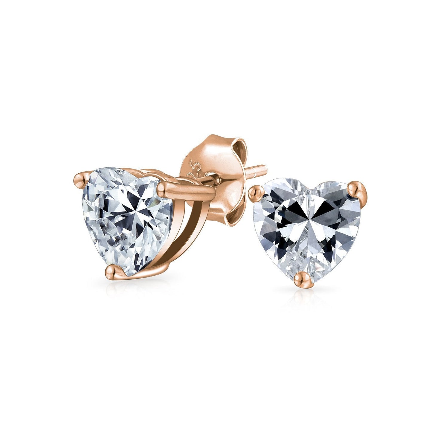 Heart Stud Earrings Made with Luxe Elements in Sterling Silver Plated ITALY Design