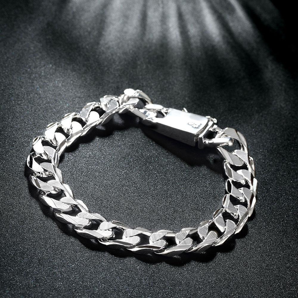 Silver Plated Unisex Curb Chain Italian Bracelet ITALY Design