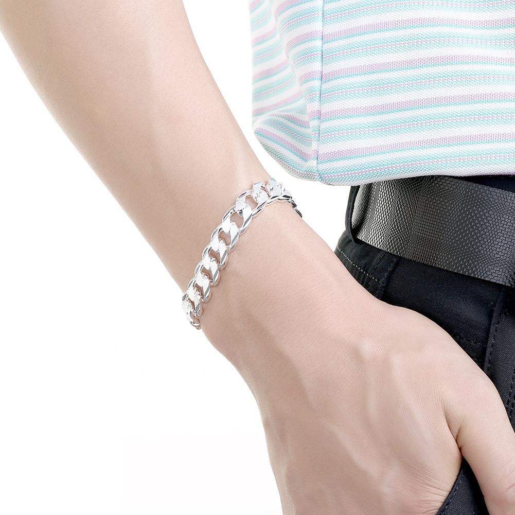 Silver Plated Unisex Curb Chain Italian Bracelet ITALY Design