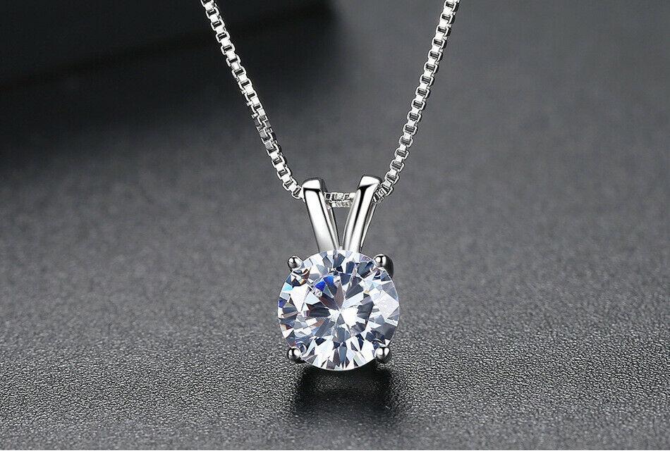 3 CTTW Round Necklace and Earrings Set Made with  Crystals by Riakoob Jewelry