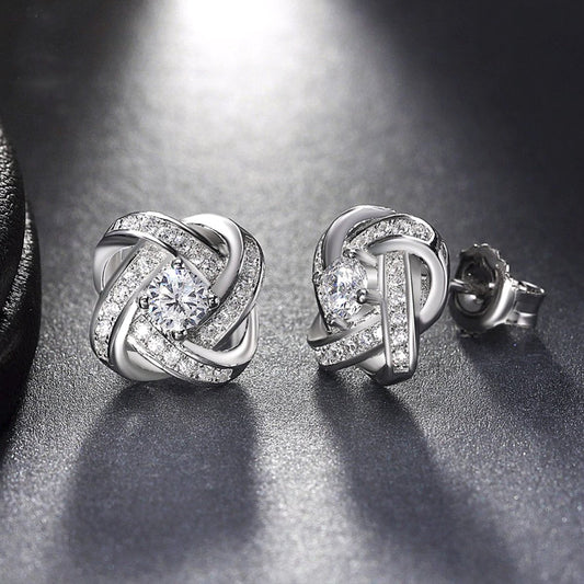  Silvertone Infinity Twist Stud Earring with  Luxe Crystals, , Riakoob Jewelry, Riakoob Jewelry  jewelryjewelry deals, swarovski crystal jewelry, groupon jewelry,, jewelry for mom, 