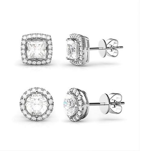 2 Pairs: Swarovski Crystal Halo Goldtone Studs - 3 Finishes, , Riakoob Jewelry, Riakoob Jewelry  jewelryjewelry deals, swarovski crystal jewelry, groupon jewelry,, jewelry for mom, 