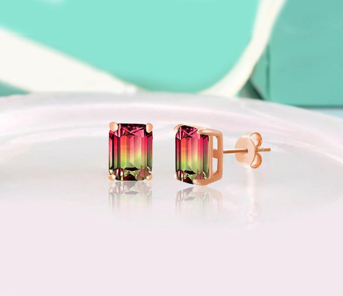 3.00 Emerald Cut Gemstone Stud Earrings in Goldtone Tone , , Riakoob Jewelry, Riakoob Jewelry  jewelryjewelry deals, swarovski crystal jewelry, groupon jewelry,, jewelry for mom, 