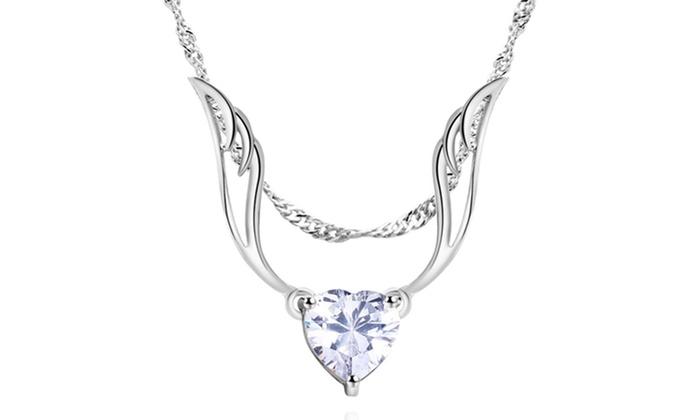 Guardian Angel Wing Necklace Made with Swarovski Crystal, , Riakoob Jewelry, Riakoob Jewelry  jewelryjewelry deals, swarovski crystal jewelry, groupon jewelry,, jewelry for mom, 