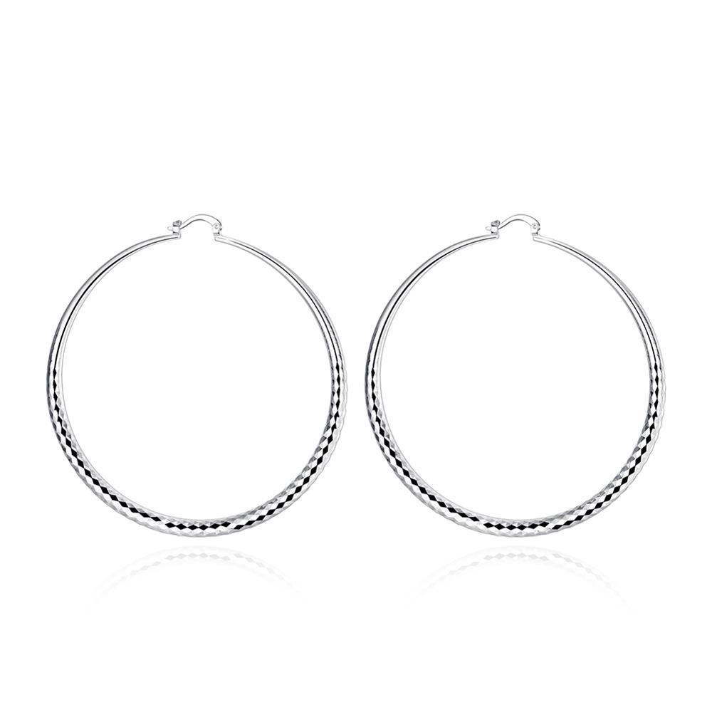 Sleek Silver Plated Roman Ingrain Classic Hoops ITALY Design