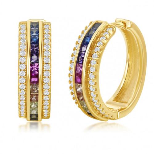 Goldtone Rainbow Swarovski Pav’e Hoop Earrings - 2 Styles, , Riakoob Jewelry, Riakoob Jewelry  jewelryjewelry deals, swarovski crystal jewelry, groupon jewelry,, jewelry for mom, 